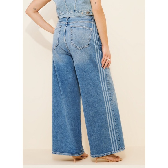 Jeans Free People inspired wide leg side stripe retail $98 - Picture 2 of 3